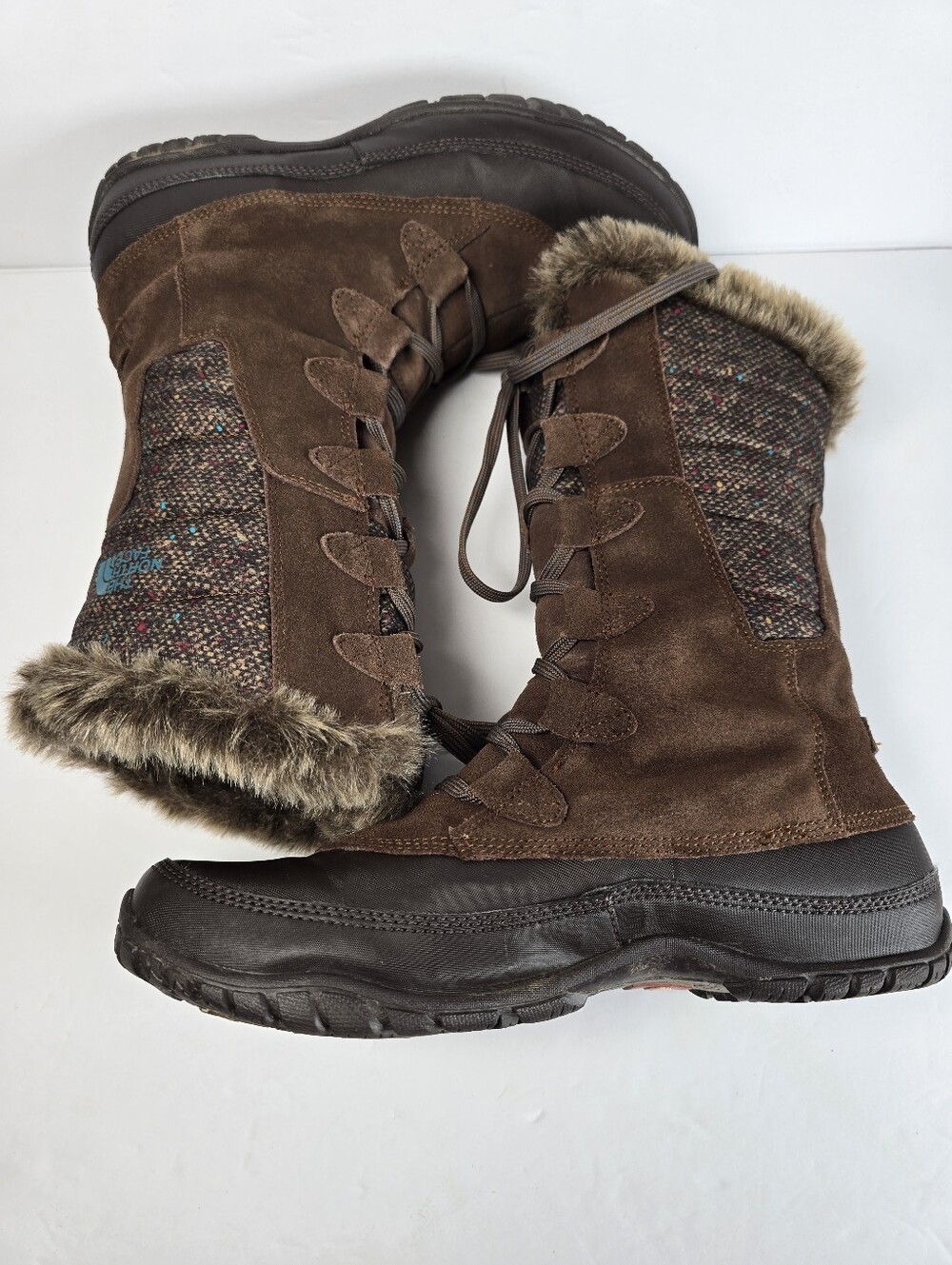 The North Face Women's Nupyse Purna Brown Faux Fur Trim LaceUp Winter Booots 8.5 - Picture 12 of 15